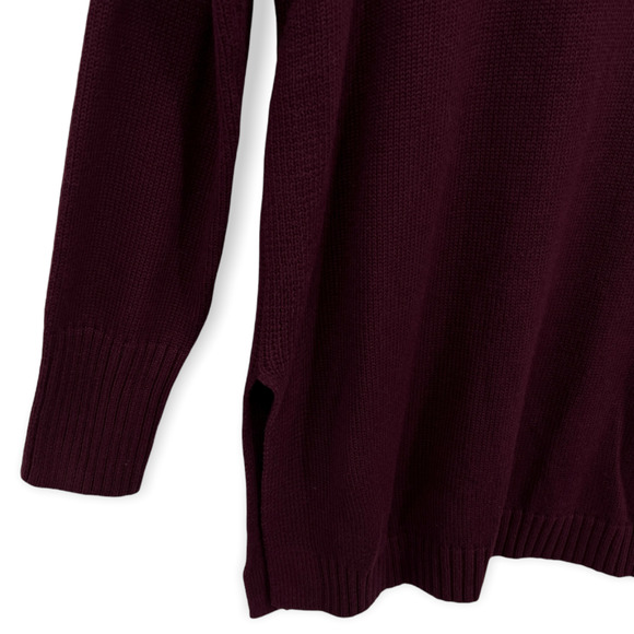 H by Halston Burgundy Red Turtleneck Knit Tunic Sweater Ribbed Detail Size XS - Picture 4 of 9